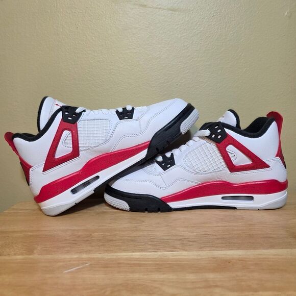 Nike Air Jordan 4 Retro Red Cement White 408452-161 GS Youth Size 4Y Women's 5.5 - Picture 4 of 7